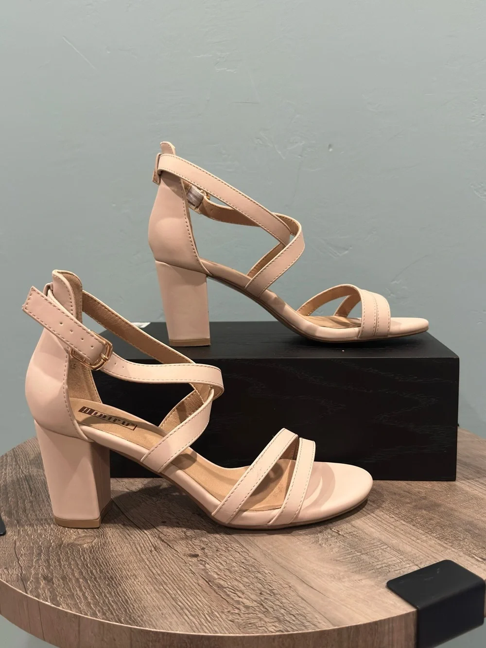 IDIFU IN3 Grace Nude Strappy Block Heel Sandals Size 8.5